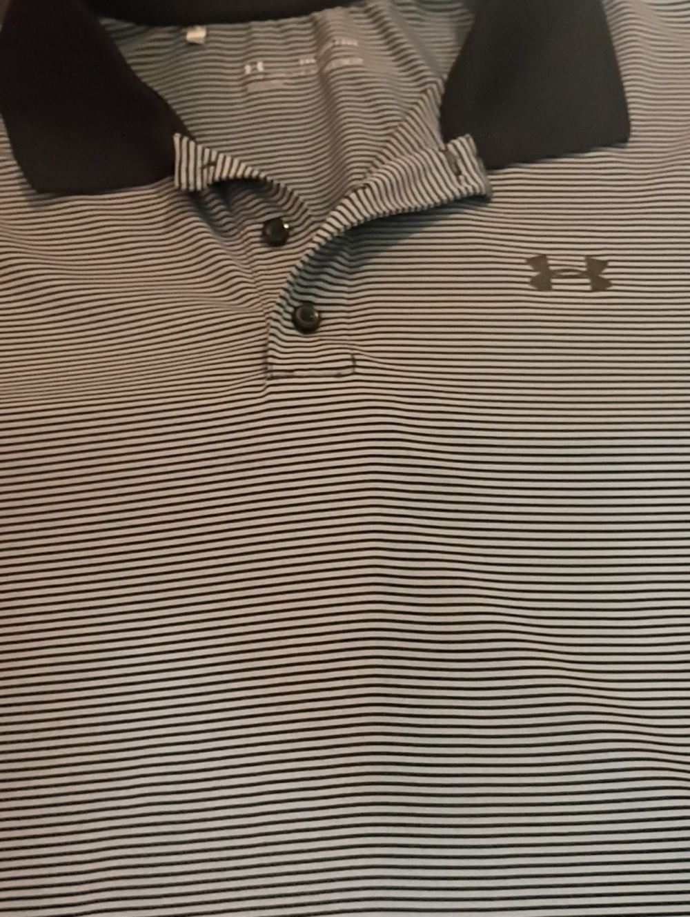 Under Armour Men’s Black and White Thin-Stripe Polo
